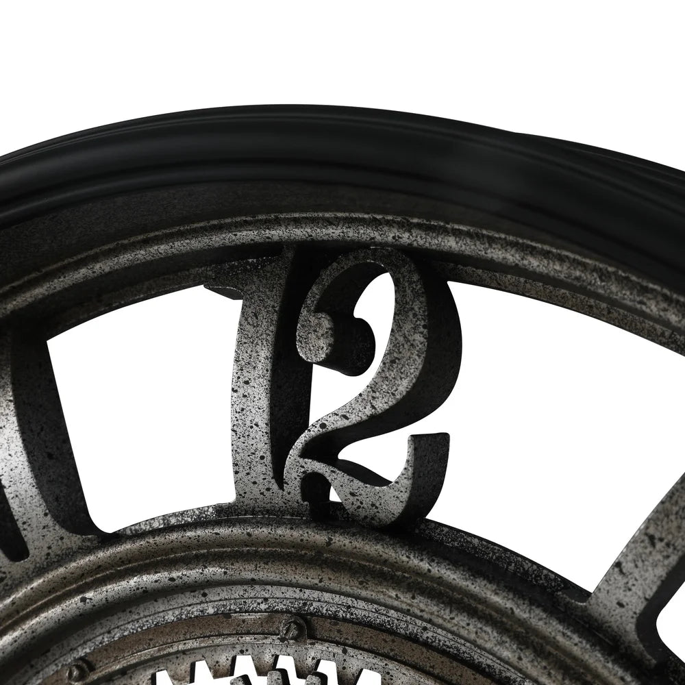 XMSJ Indoor Rustic Metal Arabic Analog Wall Clock Gears