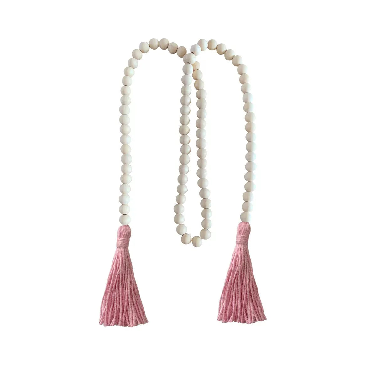 Nordic Farmhouse Decor Wood Bead Tassel Linen Rope Wall Art
