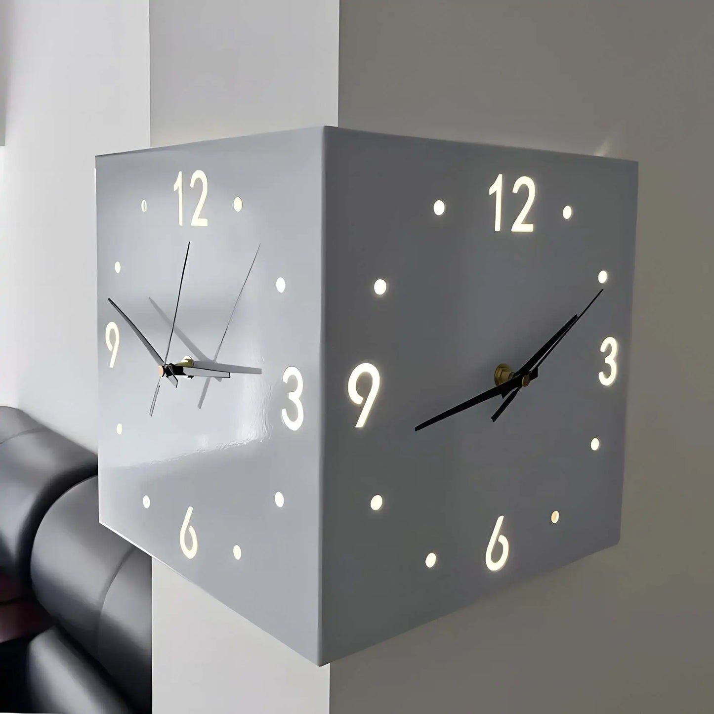 Combination Corner Modern Double Sided Luminous Wall Clock