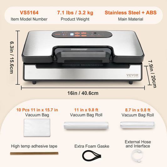 SucceBuy Vacuum Sealer 130W 90KPa Free Bags for Kitchen