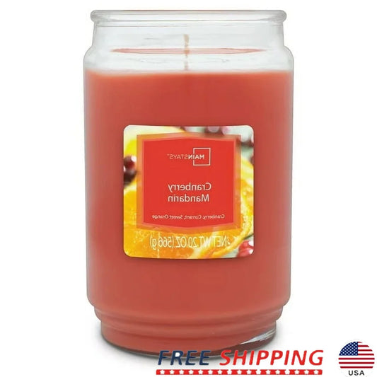XMSJ Cranberry Mandarin Scented Glass Jar Candle Gift