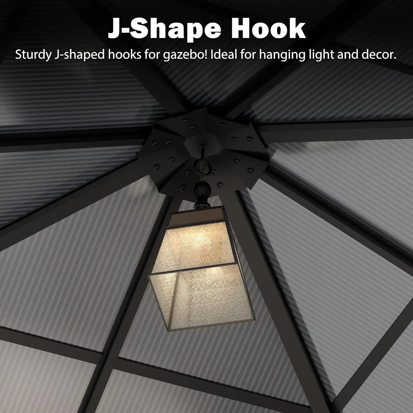 10x10FT Gazebo Hardtop, Outdoor Patio Gazebos with Polycarbonate Roof & Steel Frame, Outdoor Pavilion with Gray, Customized