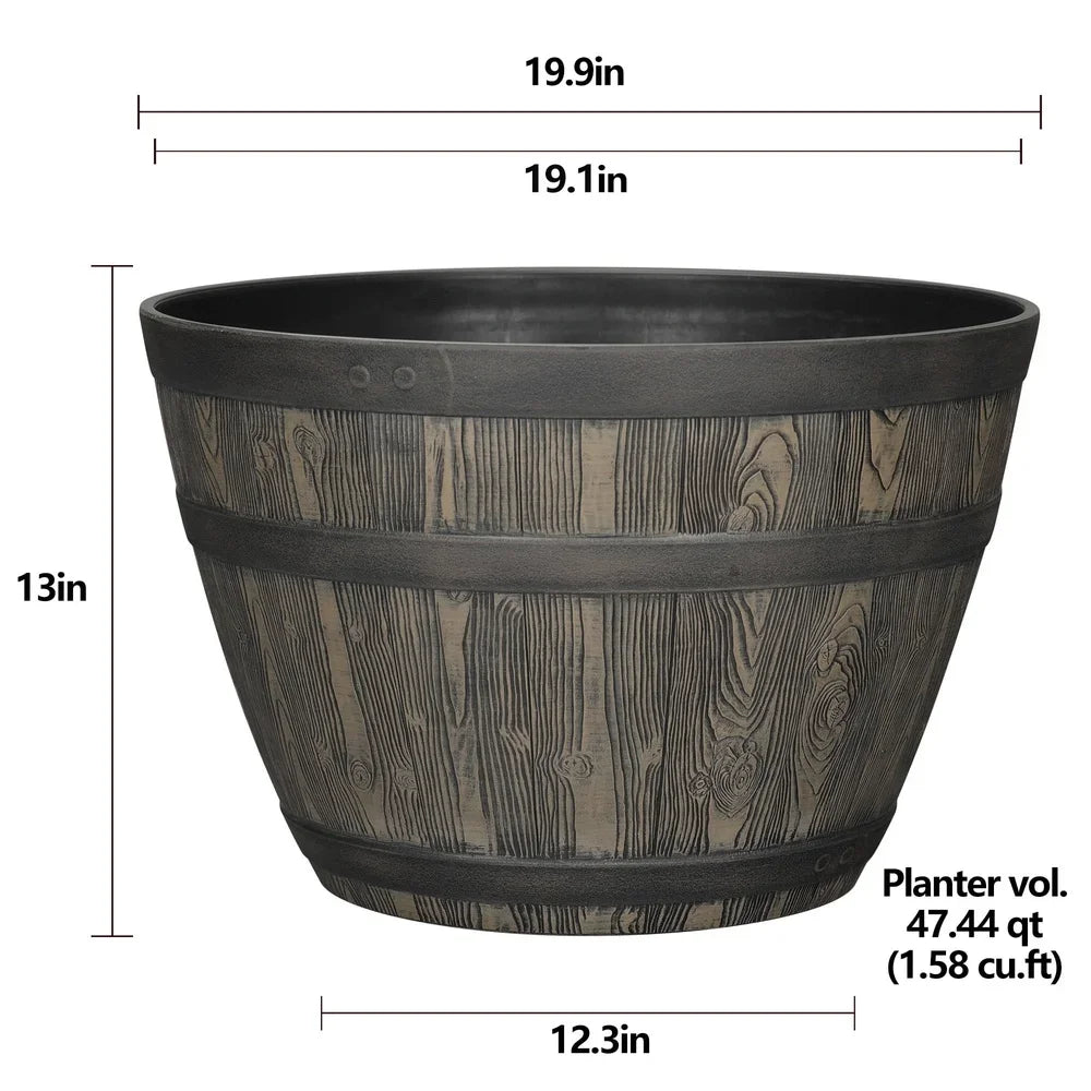 Hign-concerned Rustic Whiskey Barrel Planter UV Resistant Plastic