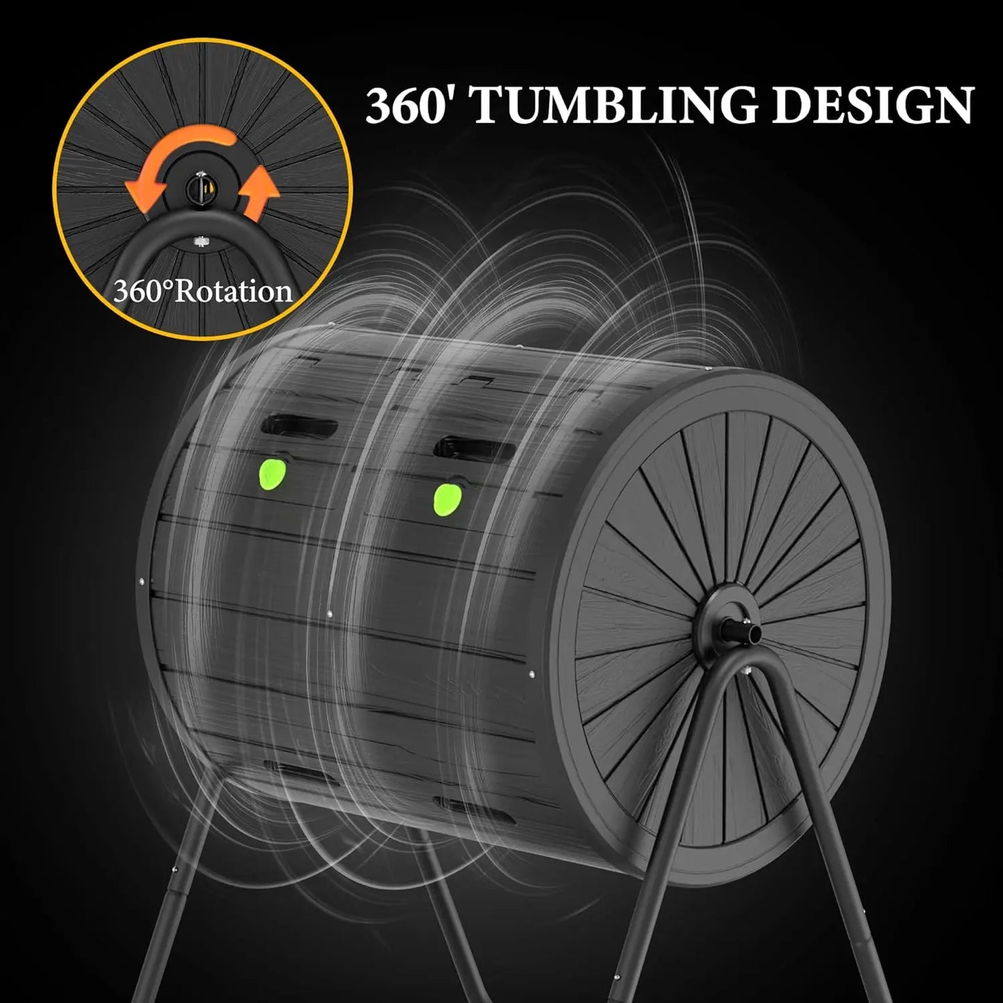 Origin Roller Compost Bin Outdoor Dual Chamber Tumbling