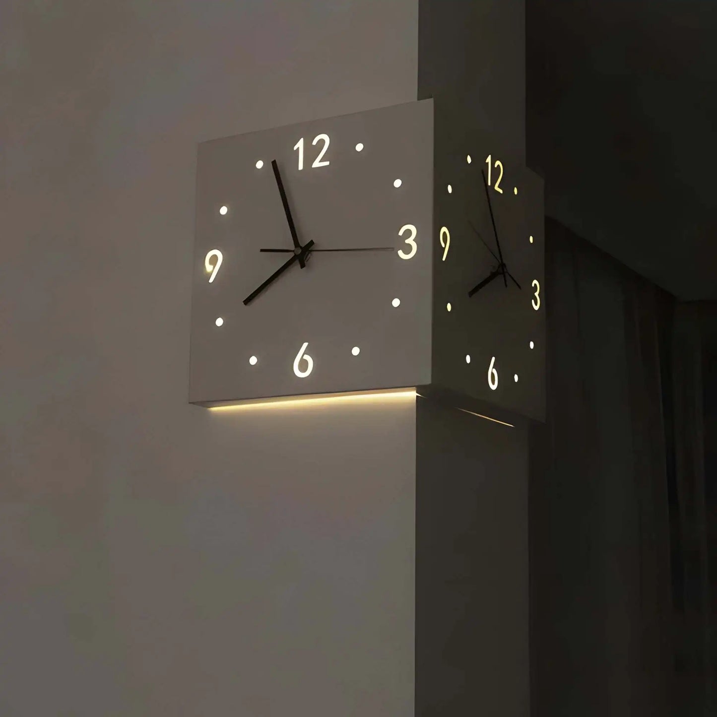 Combination Corner Modern Double Sided Luminous Wall Clock