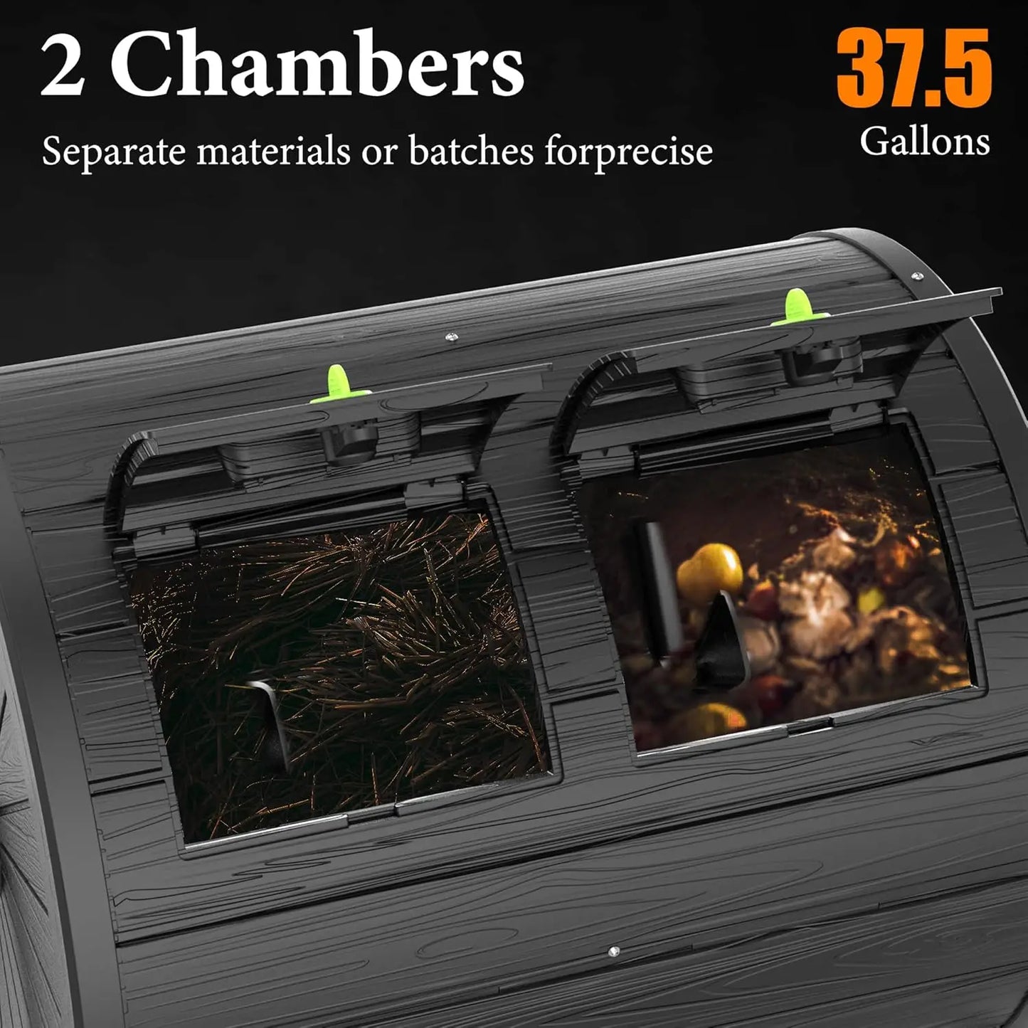 Origin Roller Compost Bin Outdoor Dual Chamber Tumbling