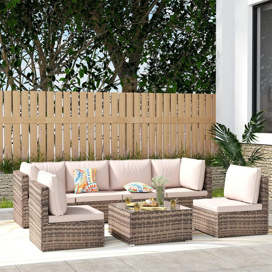Naga Bahna Outdoor Patio Furniture 7 Piece Sectional Set