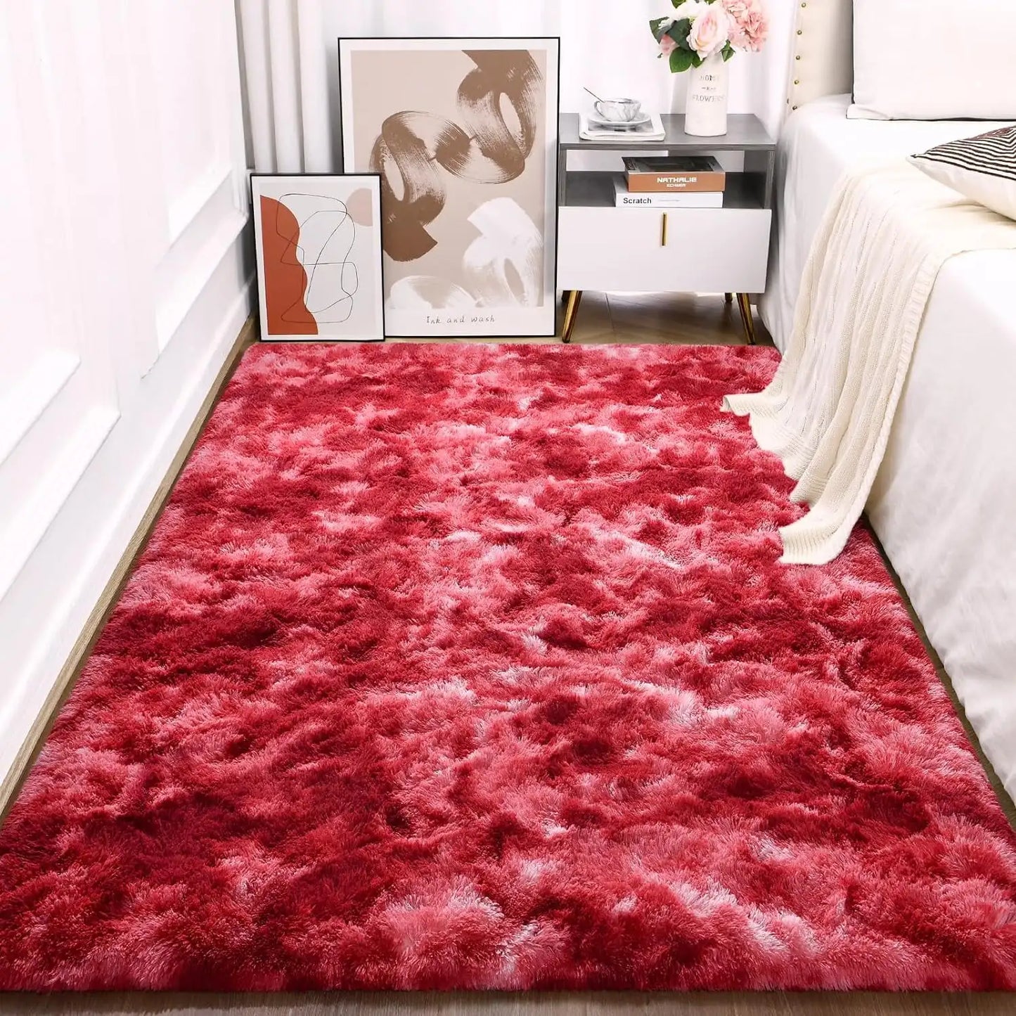 LOCHAS Tie Dye Plush Velvet Rug For Living Room Decor