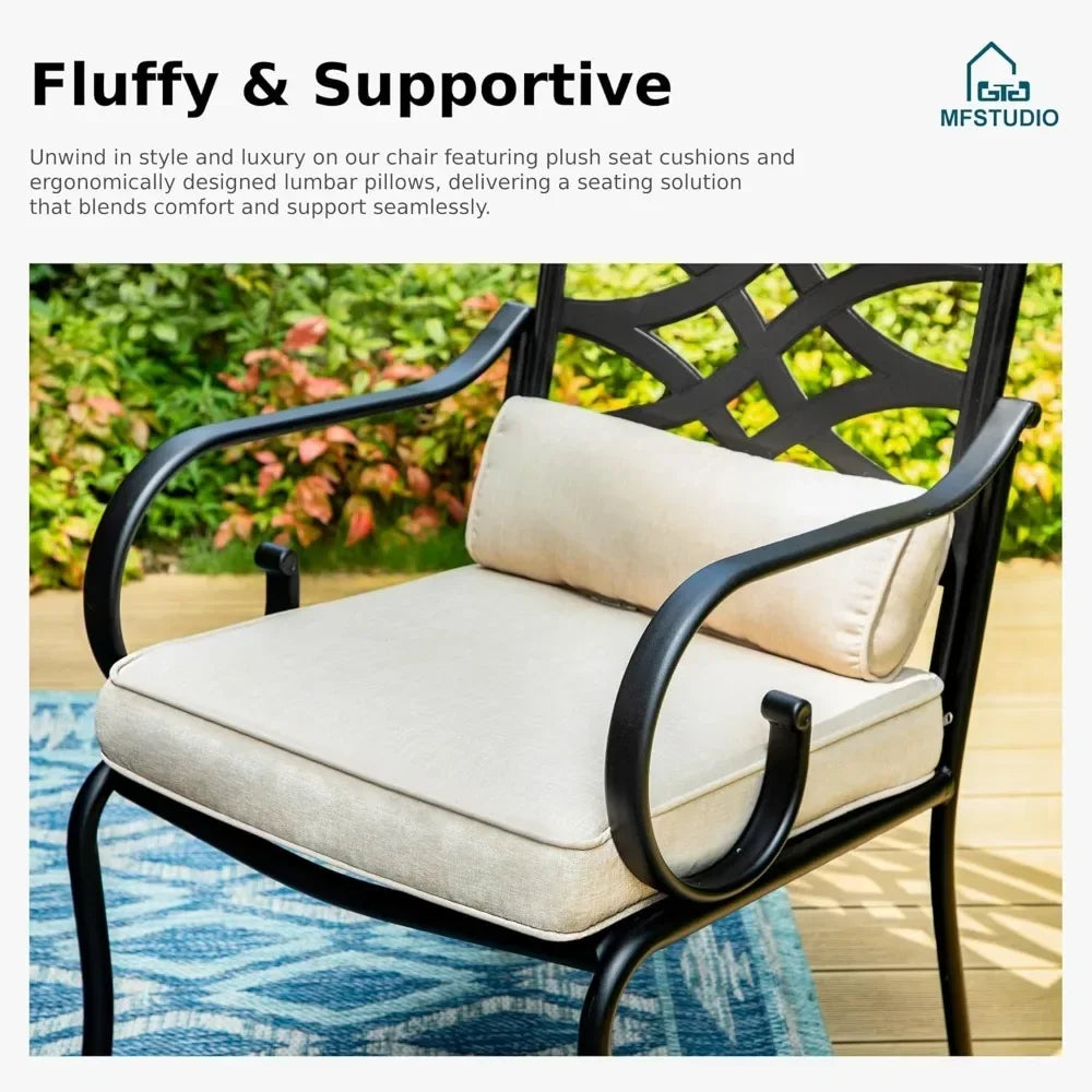 Guangbai All Weather Patio Dining Set For 4 Swivel Chairs