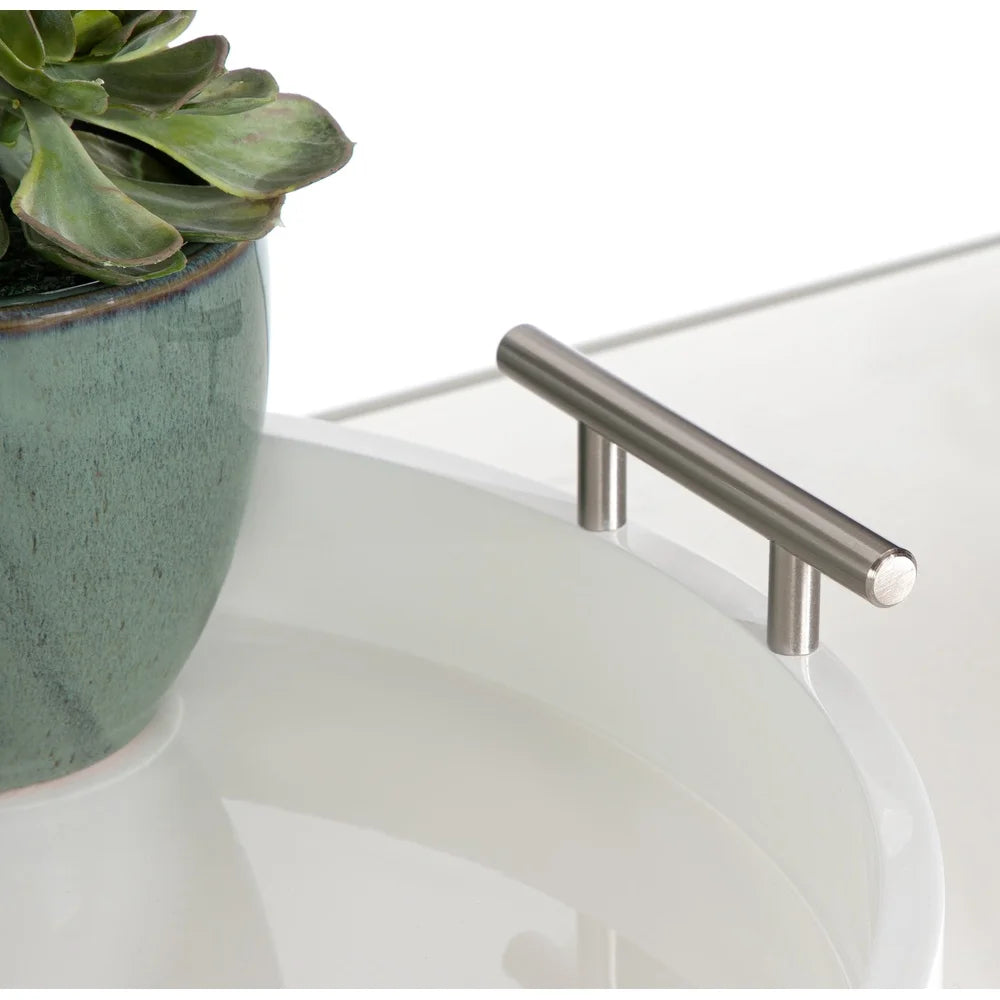 XMSJ Modern Round Serving Tray With Polished Metal Handles