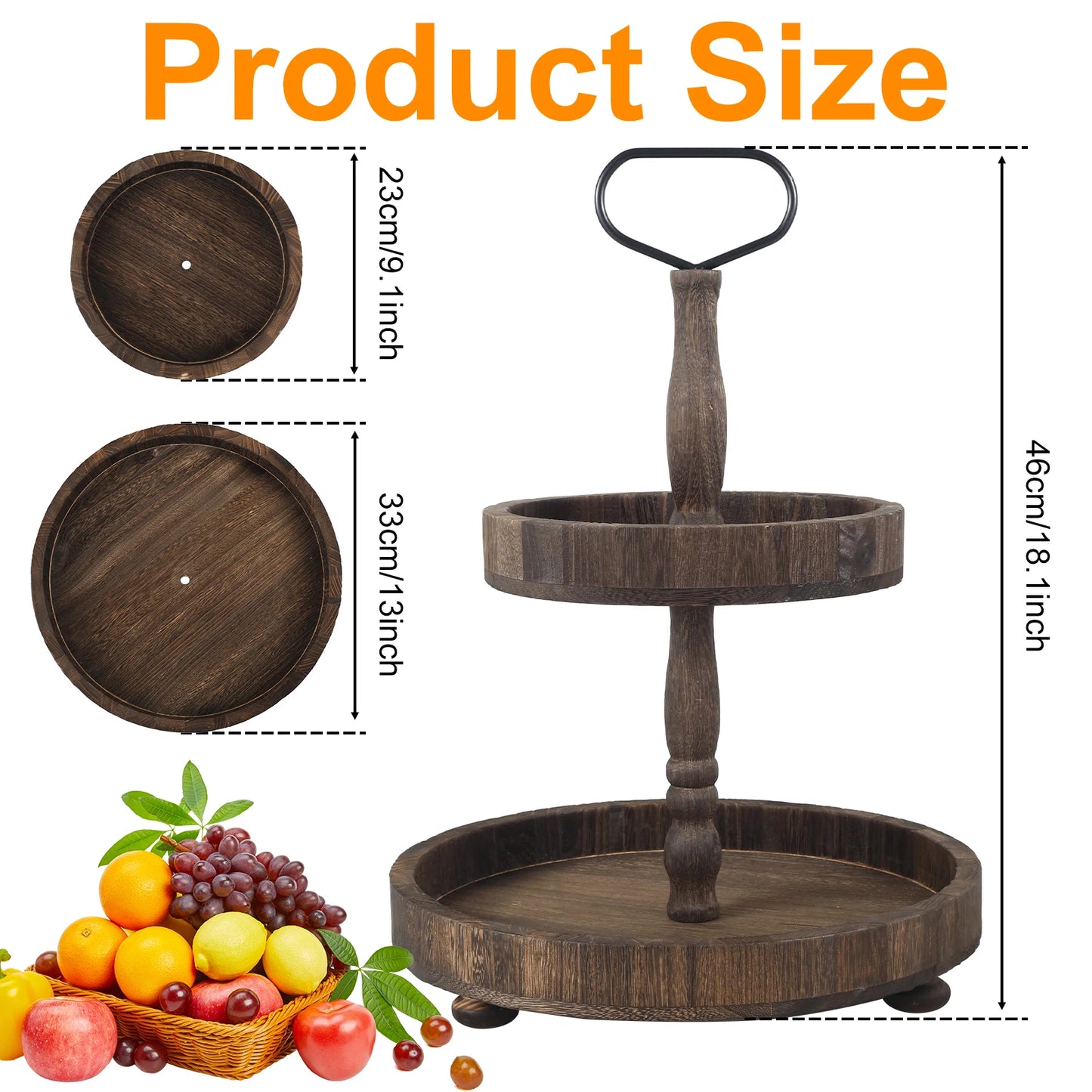 Choice 2 Tier Wood Tiered Tray Detachable Fall Farmhouse