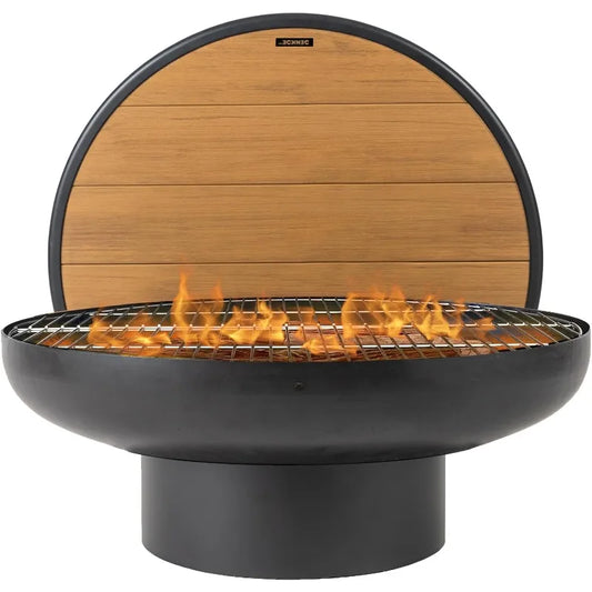 Hign-concerned Fire Pit Table With Grill Lid Included