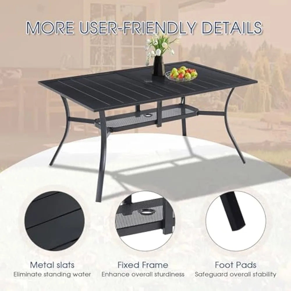 Color Patio Dining Set 7 Pieces With Stackable Chairs