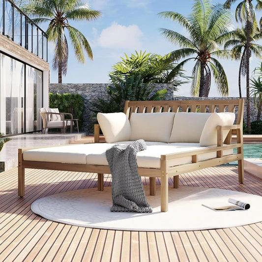 Filling Outdoor Daybed With Pillows Curved Armrests