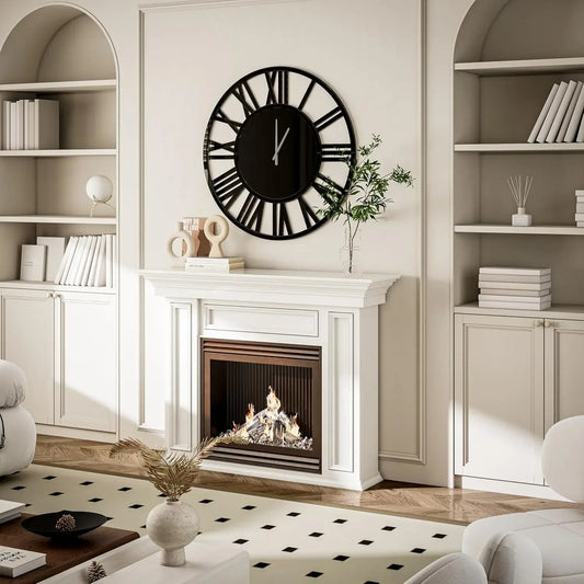 Hign-concerned Wall Clock With Roman Numerals And Mirror