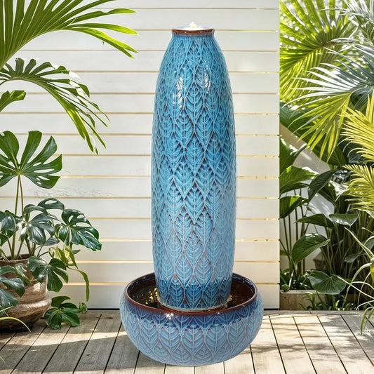 Autodaya 39in Outdoor Fountain With LED Lights Garden Oasis