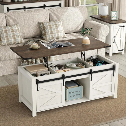 Lift Top Coffee Table Storage Farmhouse Rustic Sliding