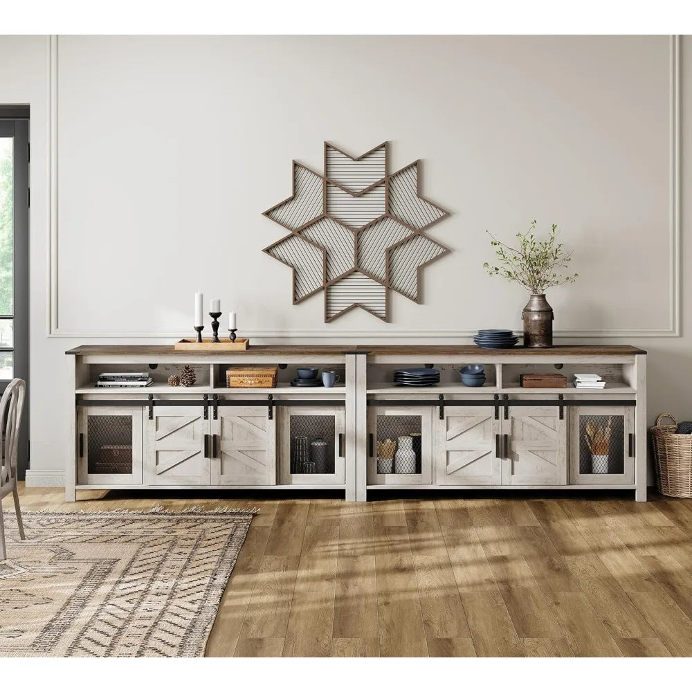MKDK Farmhouse Buffet Cabinet With Sliding Barn Doors