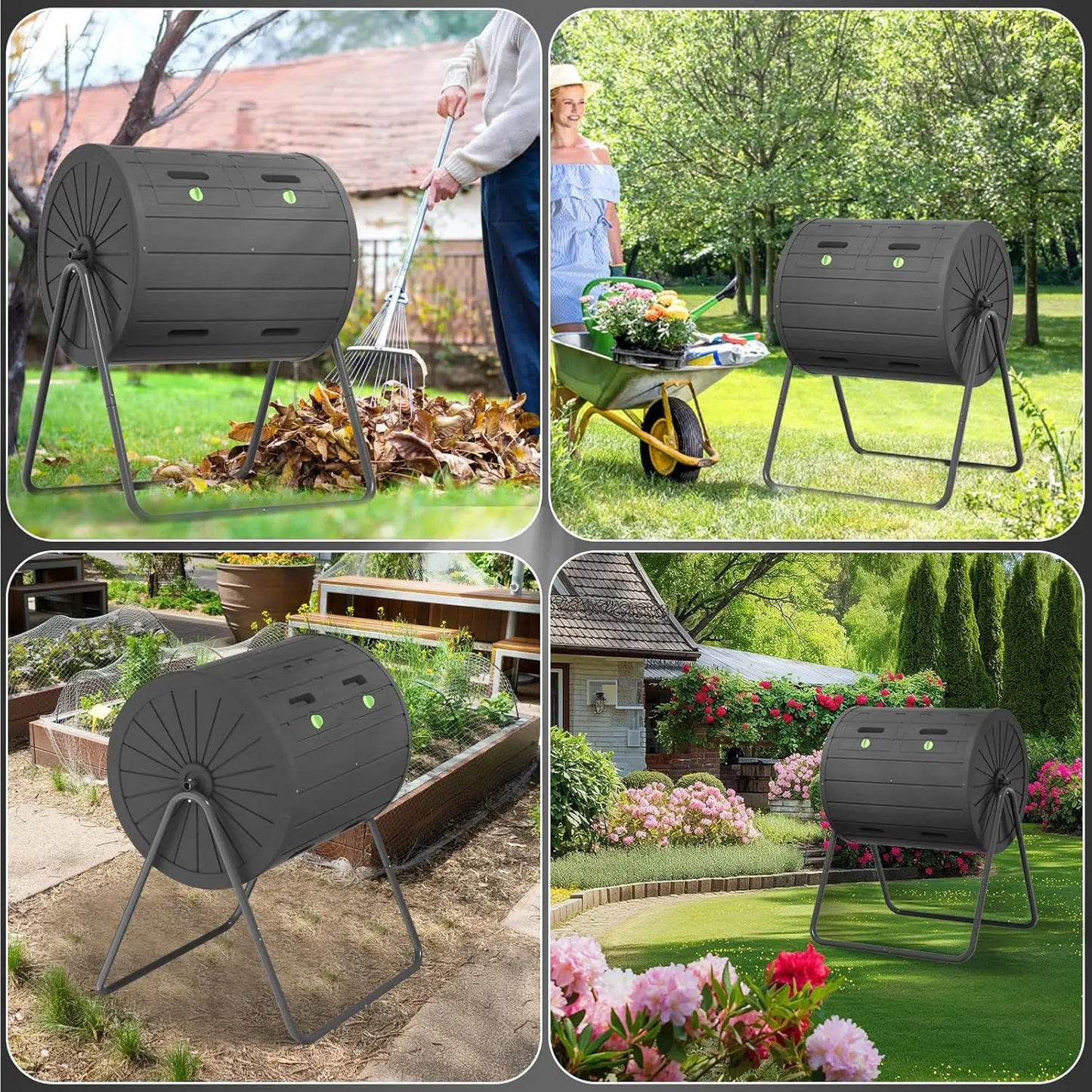 Origin Roller Compost Bin Outdoor Dual Chamber Tumbling