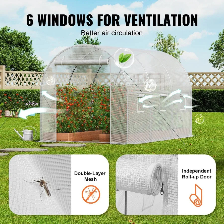 Walkin Tunnel Greenhouse Hign Galvanized Frame Gardeners