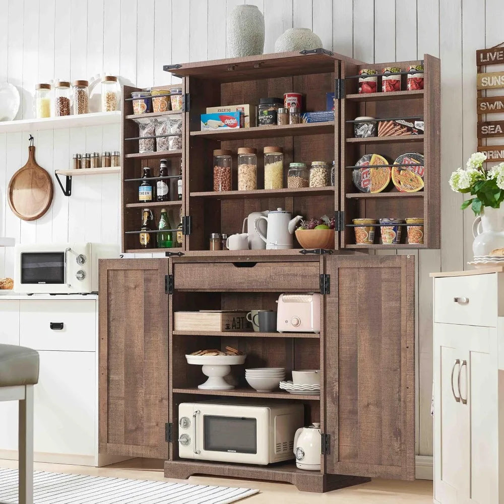 RBXCHign Rustic Farmhouse Pantry Cabinet Barn Doors