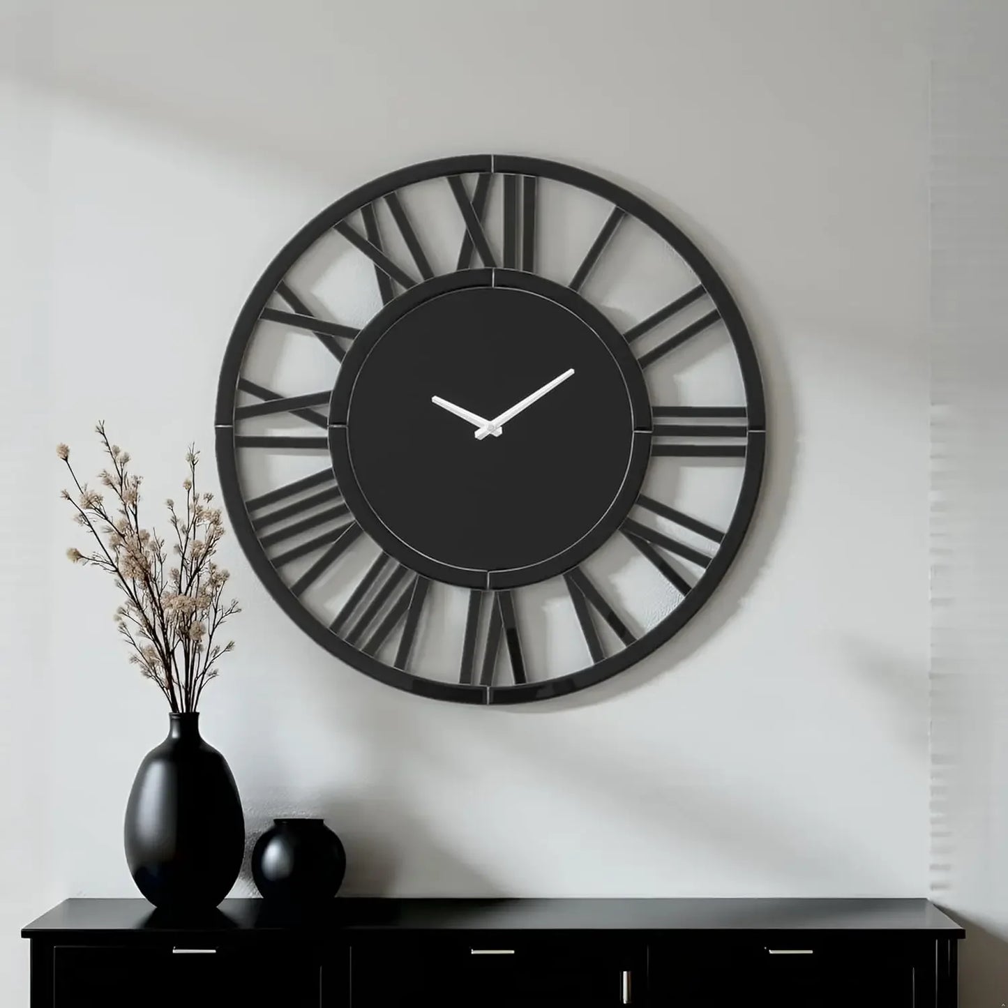 Hign-concerned Wall Clock With Roman Numerals And Mirror