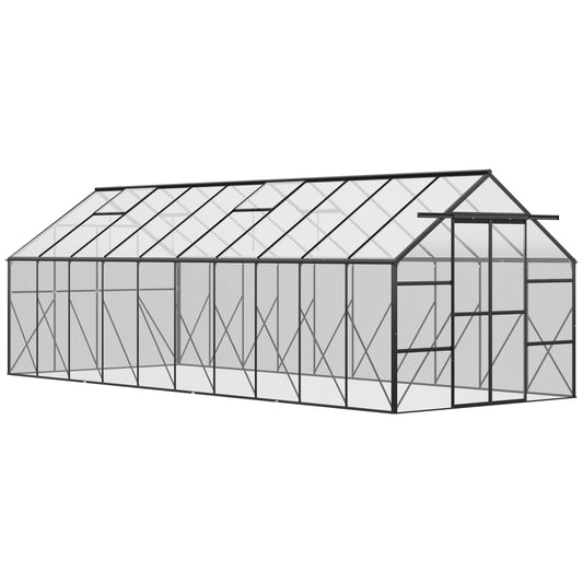 Outsunny Polycarbonate Walk In Greenhouse Kit Sliding Door