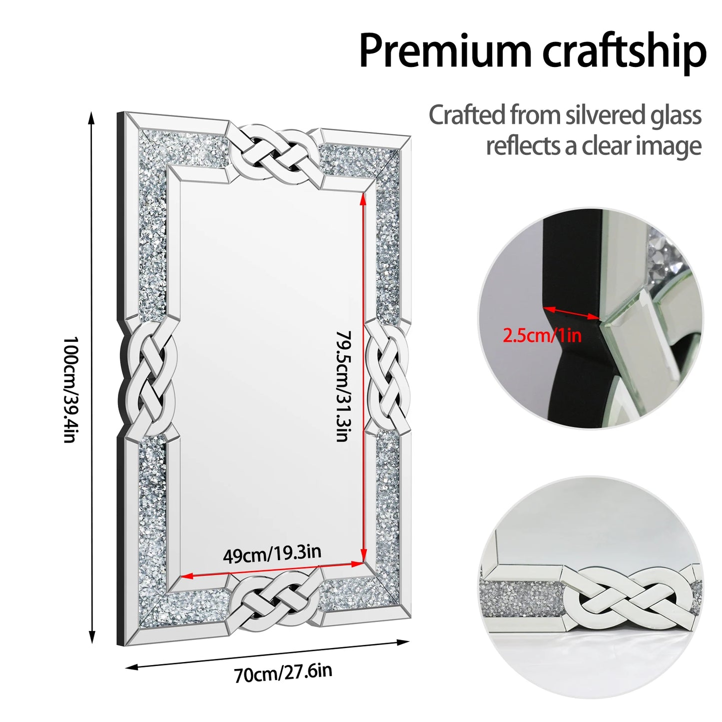 Hign-concerned Elegant Crystal Diamond Vanity Mirror Bedroom