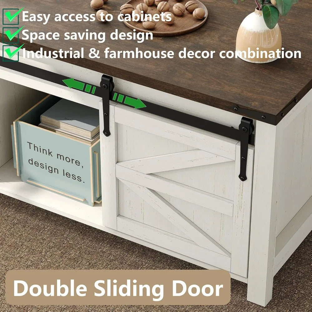 Lift Top Coffee Table Storage Farmhouse Rustic Sliding