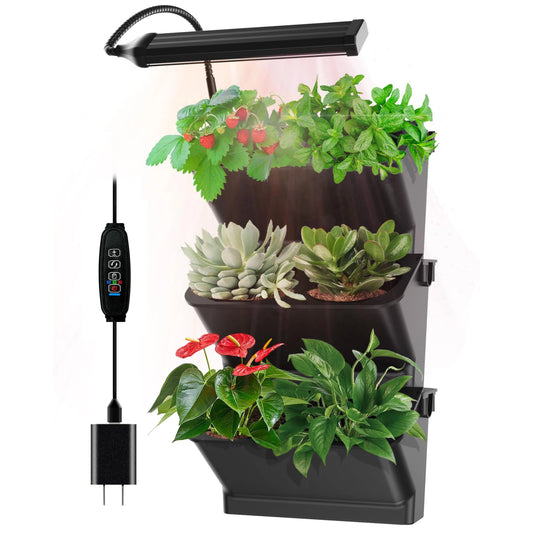 DPROOTS 6 Pot Self Watering Wall Planter Grow Light Indoor