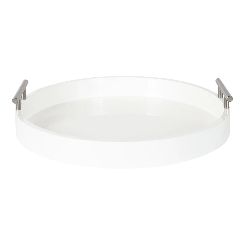 XMSJ Modern Round Serving Tray With Polished Metal Handles
