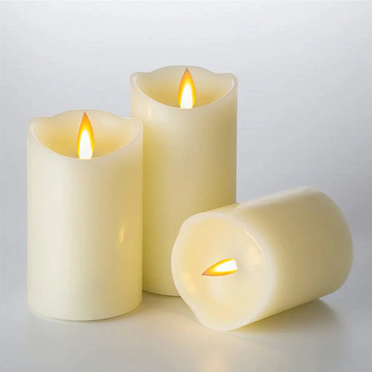 3Pc LED Flameless Candles With Remote For Christmas Party
