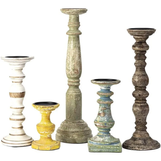 Canaan Wood And Iron Candle Holders Rustic Desk Decor