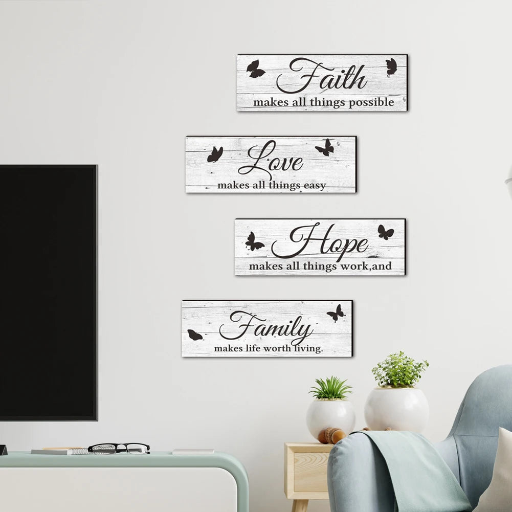 Hign-concerned Farmhouse Wooden Sign Family Love Faith Hope
