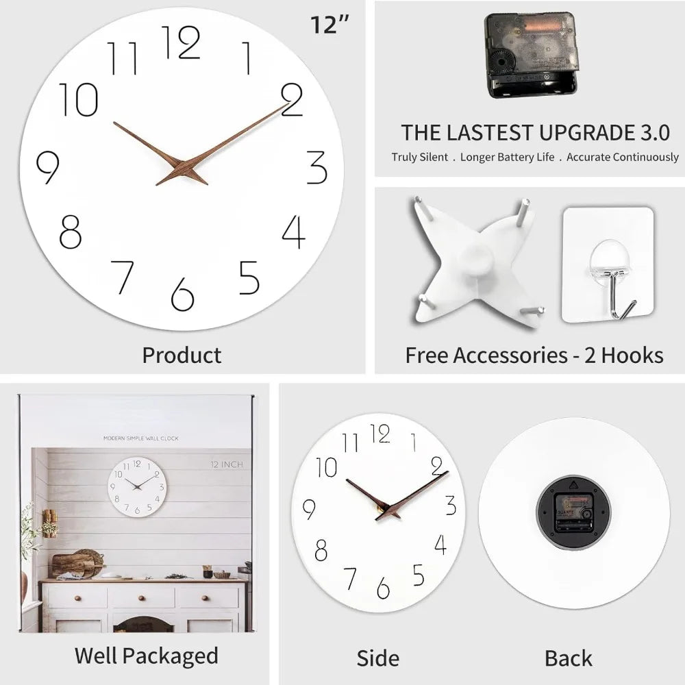 Choice Silent Wood Wall Clock Minimalist Battery Operated