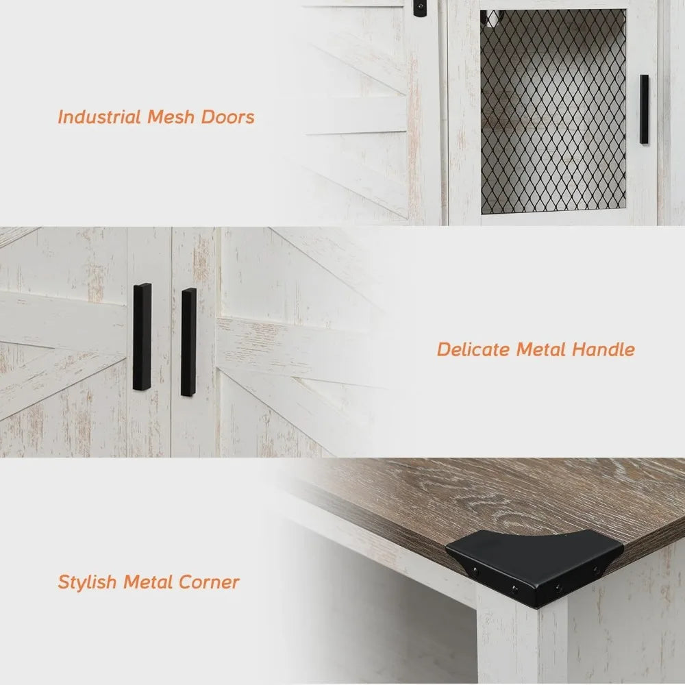 MKDK Farmhouse Buffet Cabinet With Sliding Barn Doors