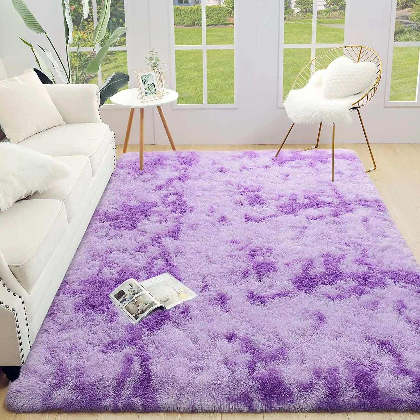 LOCHAS Tie Dye Plush Velvet Rug For Living Room Decor