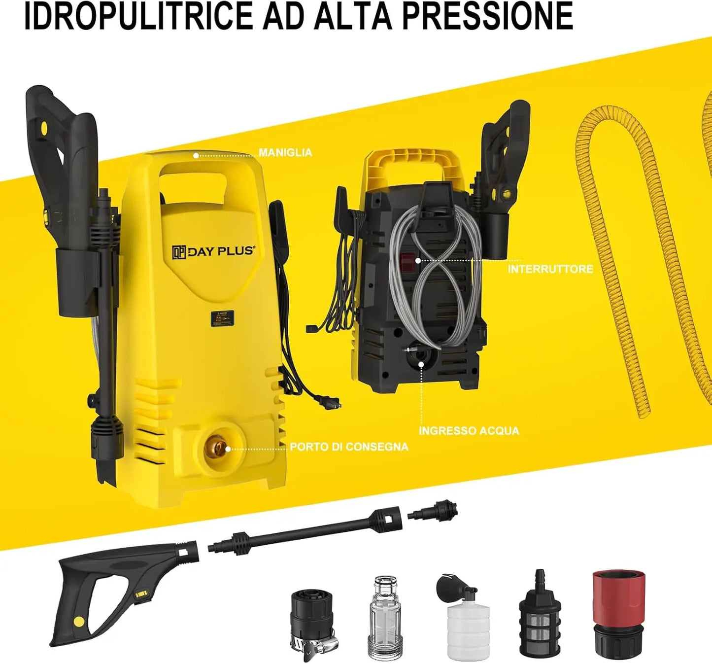 DayPlus Electric Pressure Washer 1600W 120Bar Garden Cars